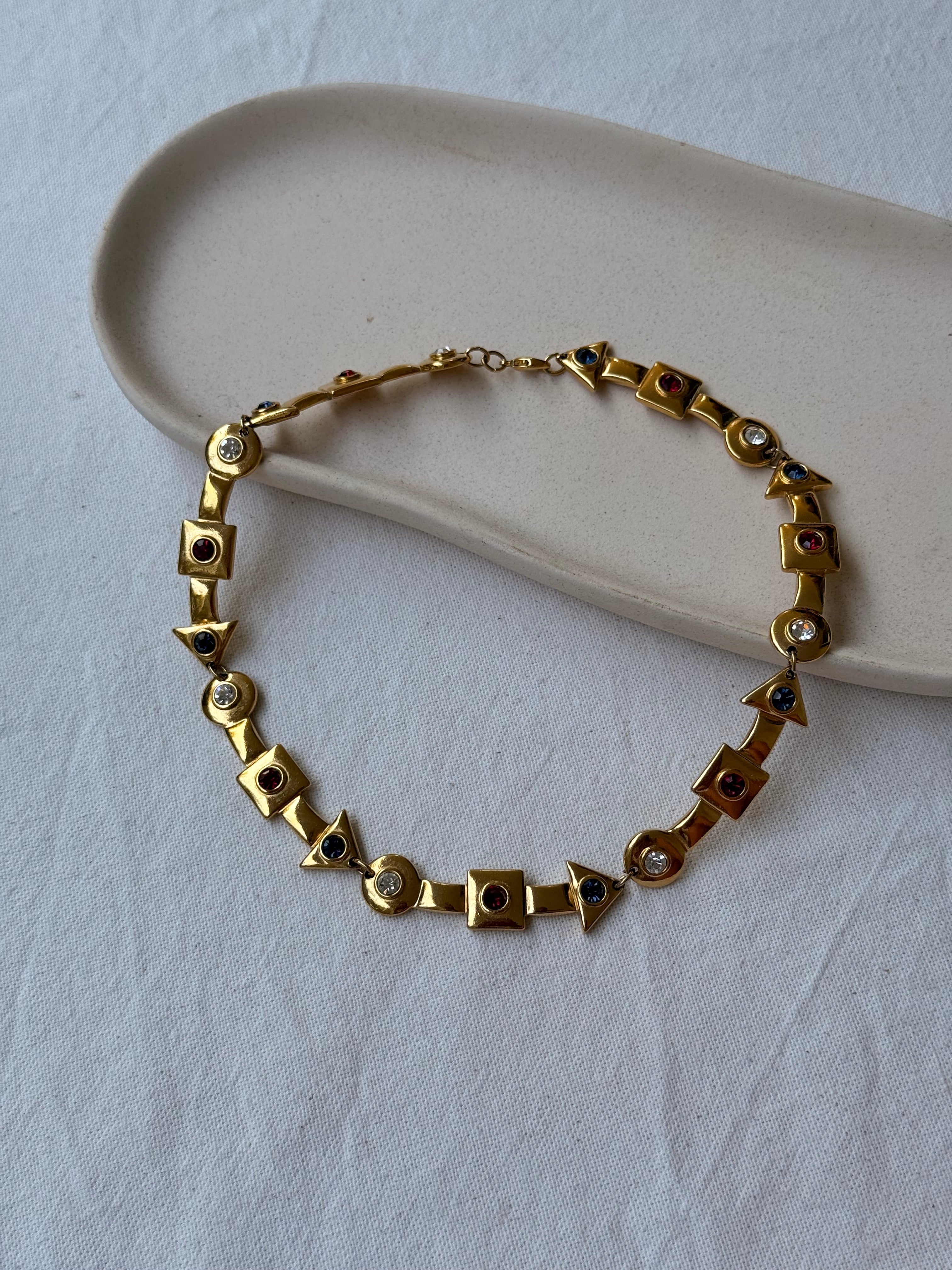 Vintage Gold-Tone Necklace - Colourful Arrows