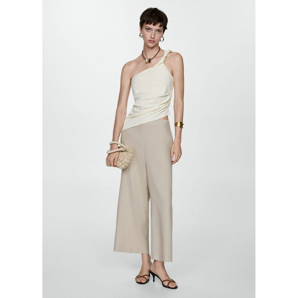 Pantalón Wideleg Lino - Beige