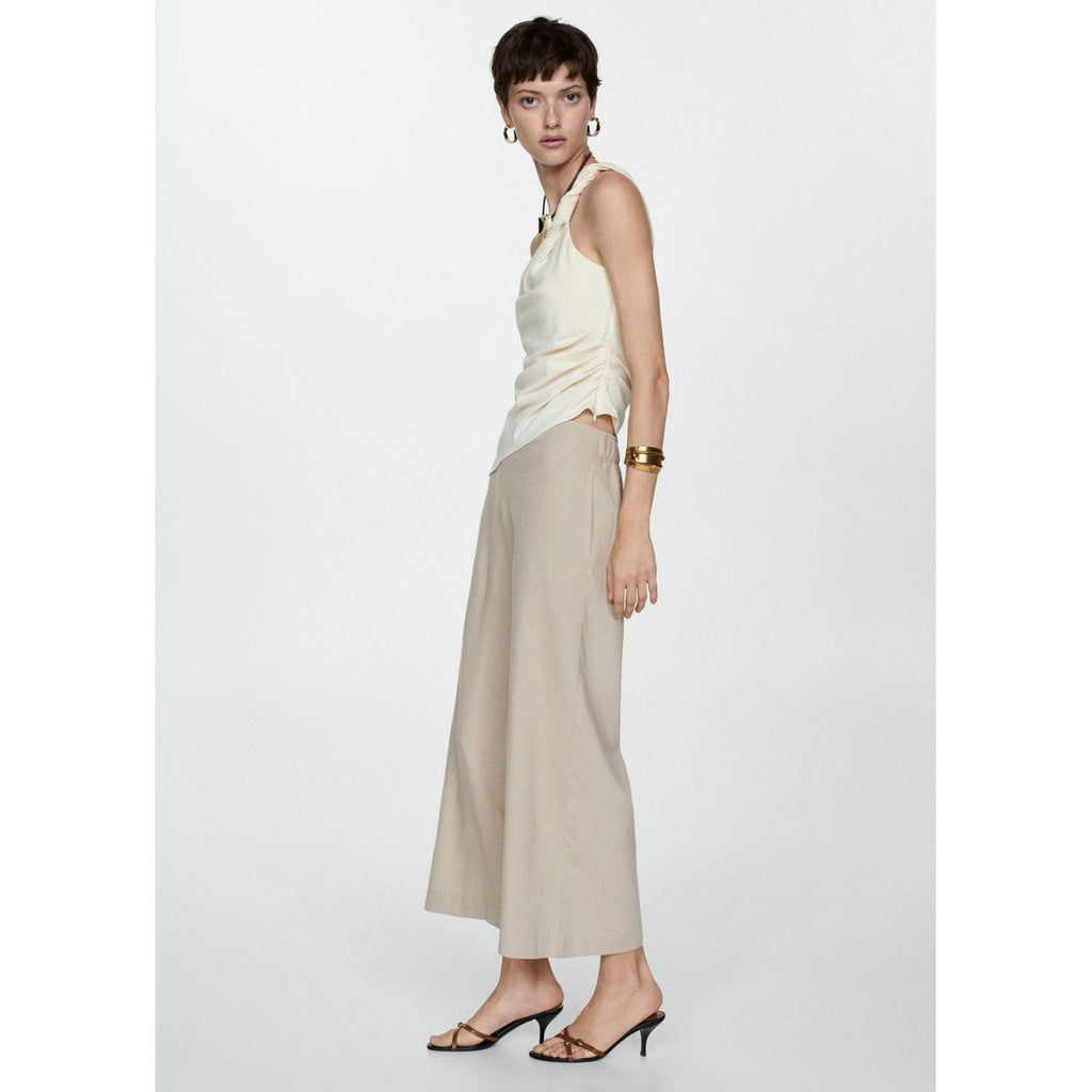 Pantalón Wideleg Lino - Beige