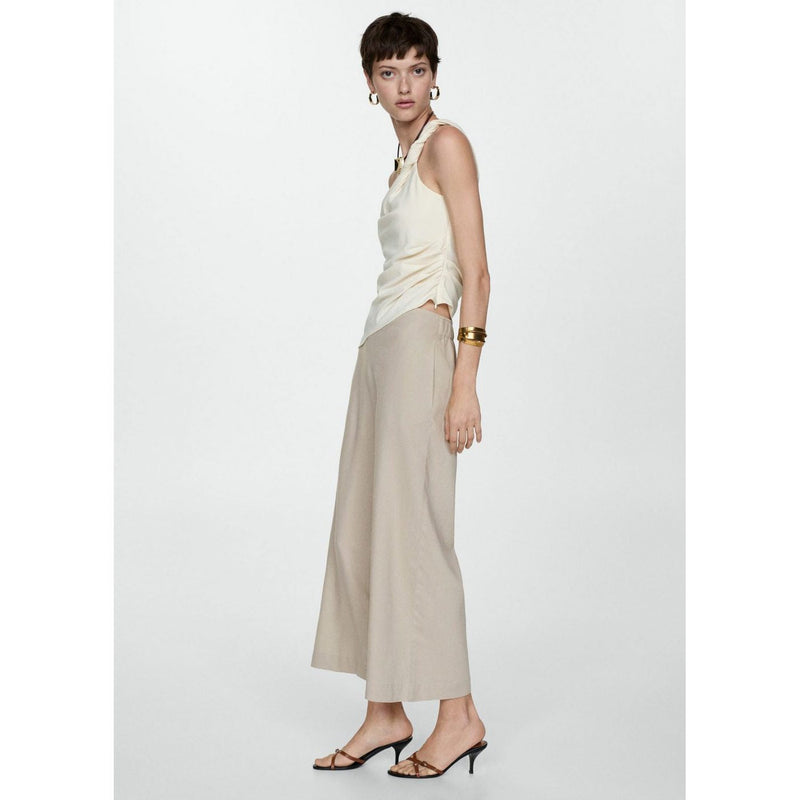 Pantalón ancho de lino - Beige