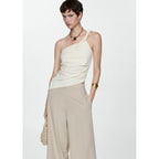 Pantalón Wideleg Lino - Beige