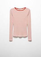 Camiseta De Rayas Acanalada - Red