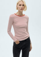 Camiseta De Rayas Acanalada - Red