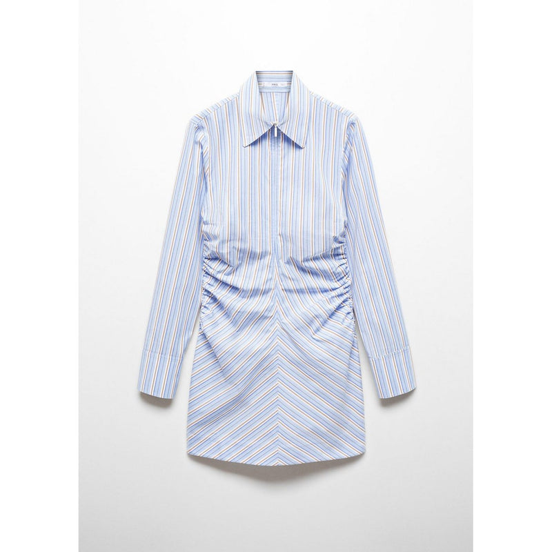 Vestido camisero con cremallera ╔Rayas claras - Azul cielo