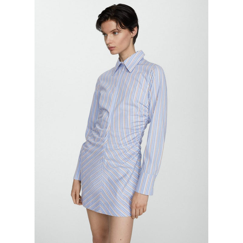 Vestido camisero con cremallera ╔Rayas claras - Azul cielo
