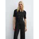 Short Sleeve Tweed Jumpsuit - Black
