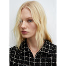 Short Sleeve Tweed Jumpsuit - Black