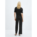Short Sleeve Tweed Jumpsuit - Black