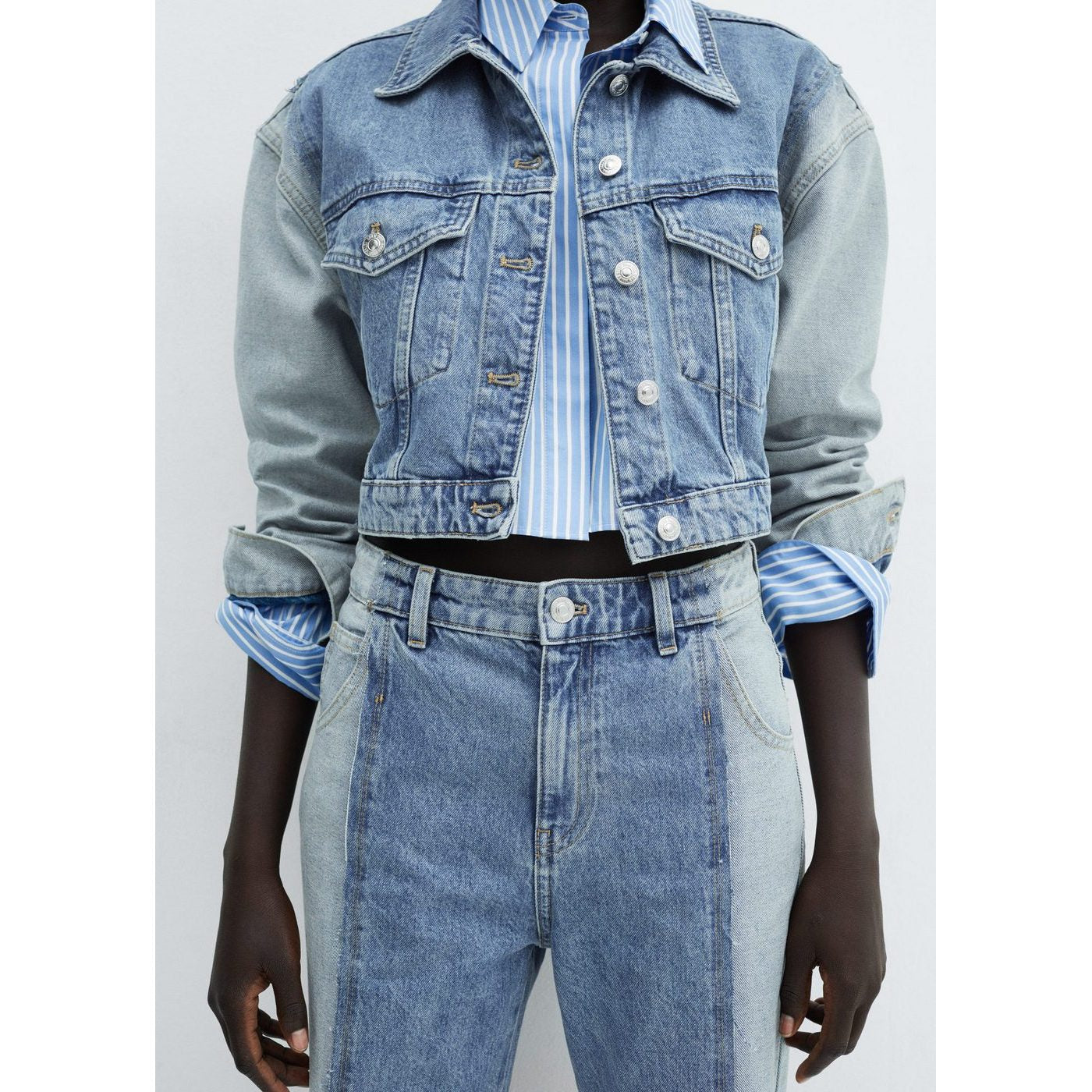 Vaquero Corte Recto Bicolor - Medium Blue