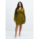 Vestido cruzado con lazo - Caqui