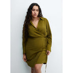 Vestido Cruzado Con Lazo - Caqui