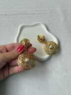 Pendientes Vintage - Colgantes Arabescos Y Perlas