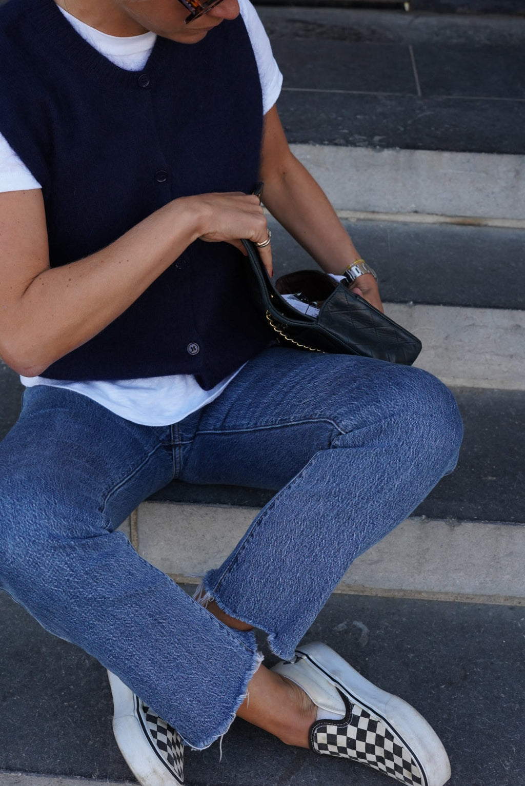 Raphaël Angora Navy Sleeveless Vest