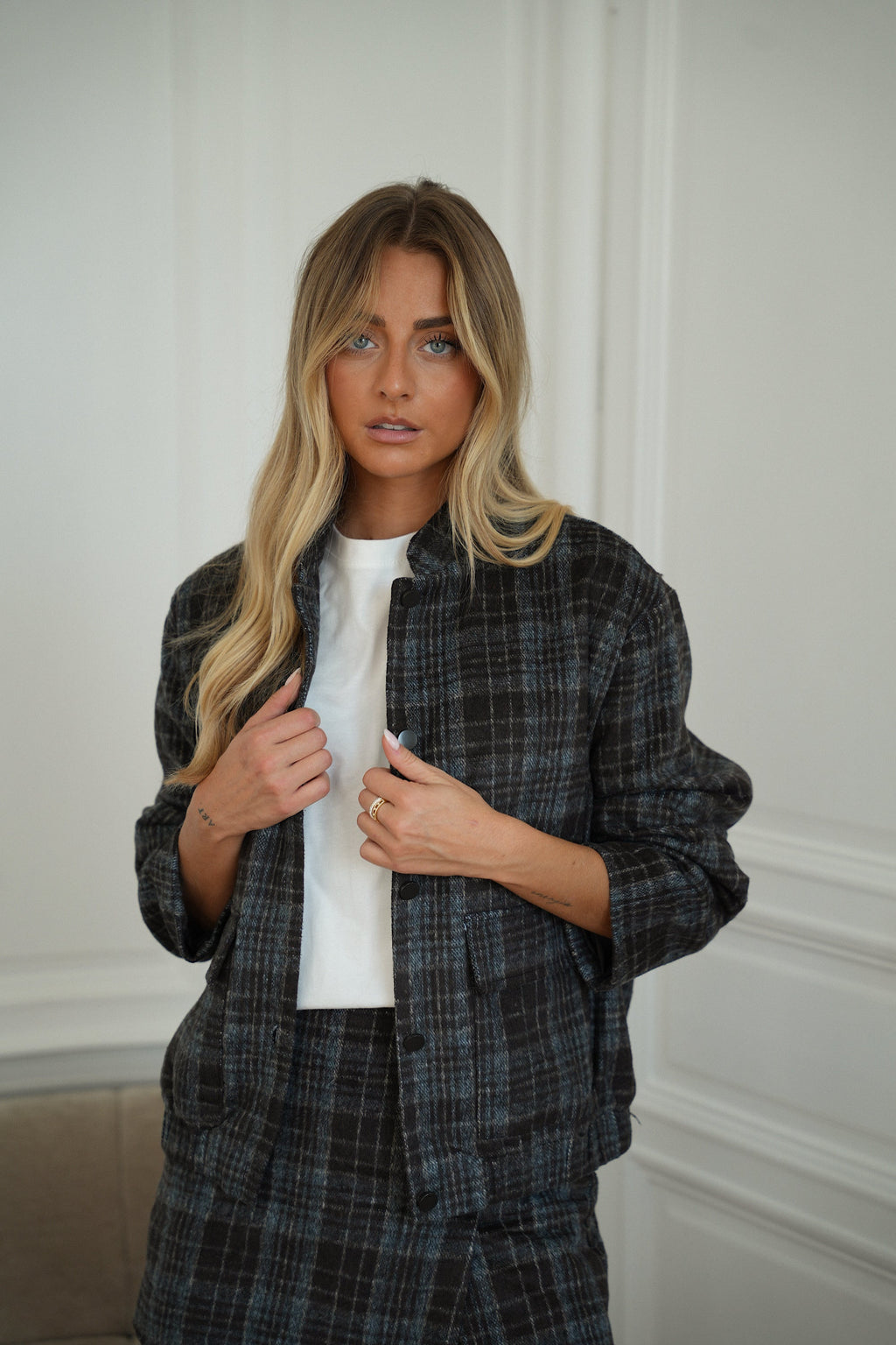 Veste À Carreaux - Lorie Marine