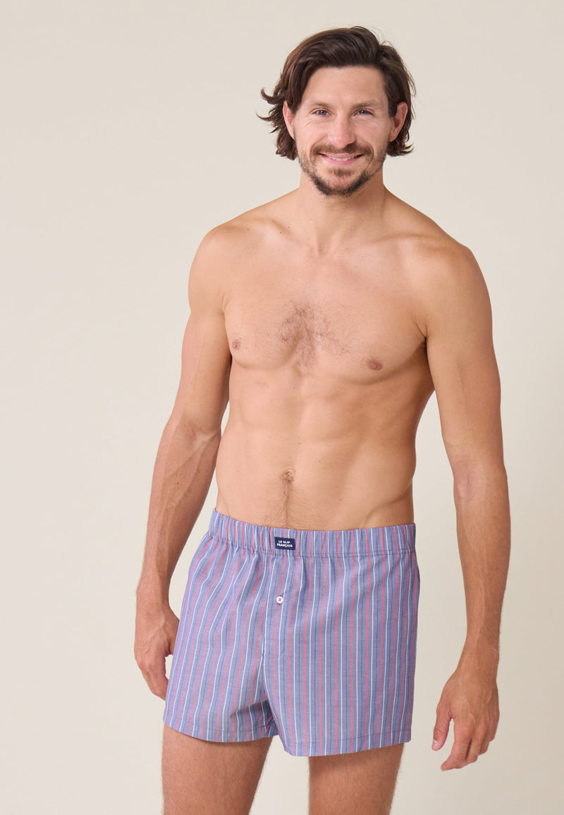 Caleçon À Rayures Tricolores En Coton - Jacques Rayures Tricolores