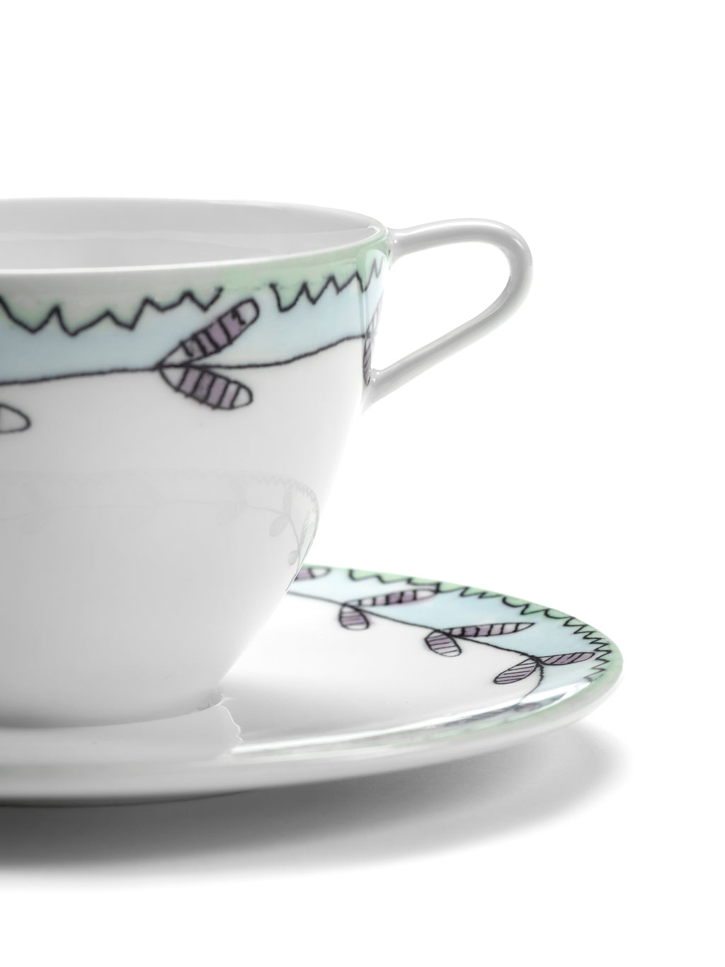 Midnight Flowers - Lot De 2 Tasses À Café Hautes + Soucoupes - Porcelaine Bone China - Blossom Milk