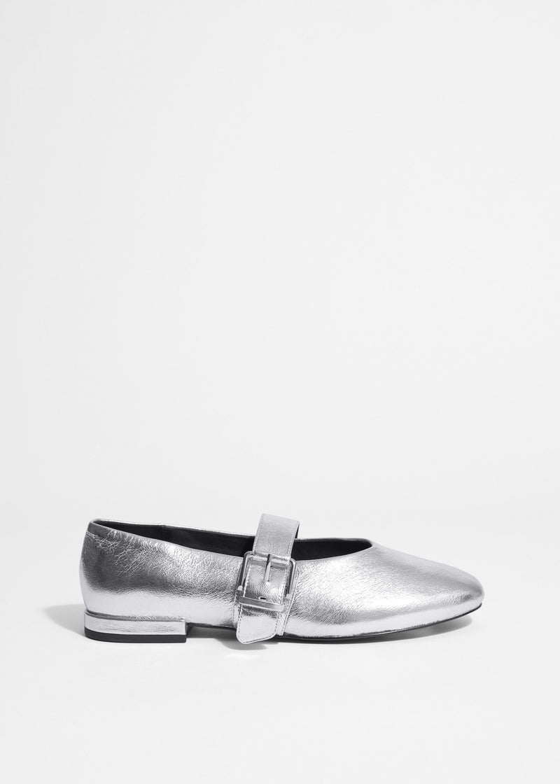 Shoes Alessa Cross Strap Ballerina - Silver - Women