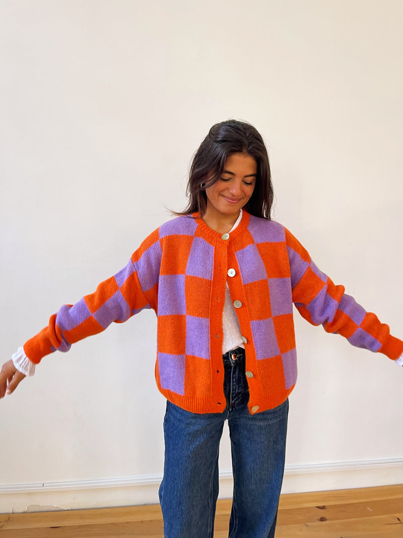 Cardigan Valentina Lavande Et Orange