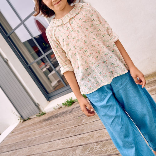 Blusa Charlotte de algodón con estampado floral - Niño