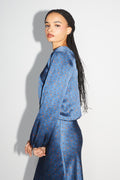 The Daisy Reversible Wrap Blouse Halo Blue