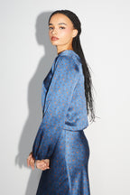 The Daisy Reversible Wrap Blouse Halo Blue