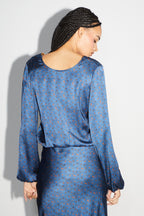 The Daisy Reversible Wrap Blouse Halo Blue