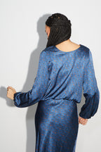 The Daisy Reversible Wrap Blouse Halo Blue