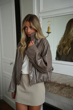Chaqueta de Polipiel Loreen - Topo