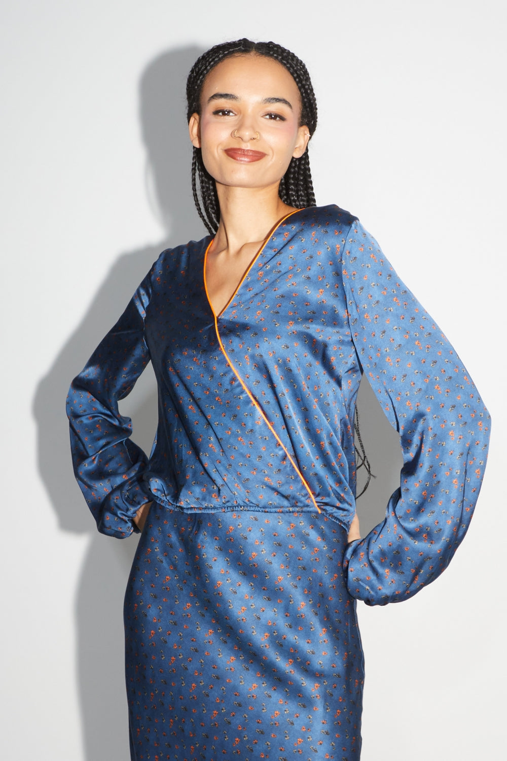 The Daisy Reversible Wrap Blouse Halo Blue