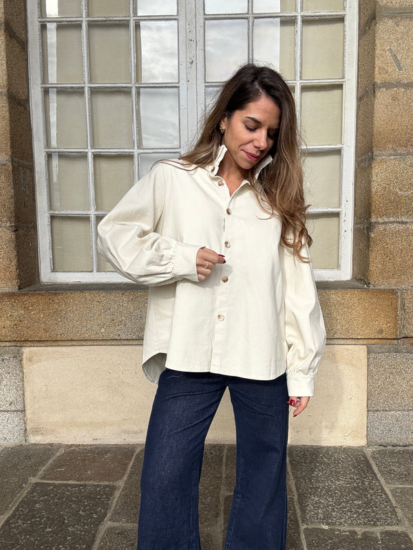 Veste En Jean Céleste Écrue