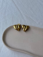 Boucles D’Oreilles Vintage - Cœurs Texturés Dorés