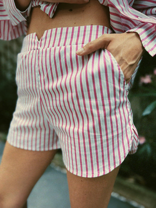 The Octave Short - Pink & Blue Stripes