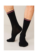 Chaussettes Mi-Hautes Noires En Fil D'Écosse - Nessy Noir