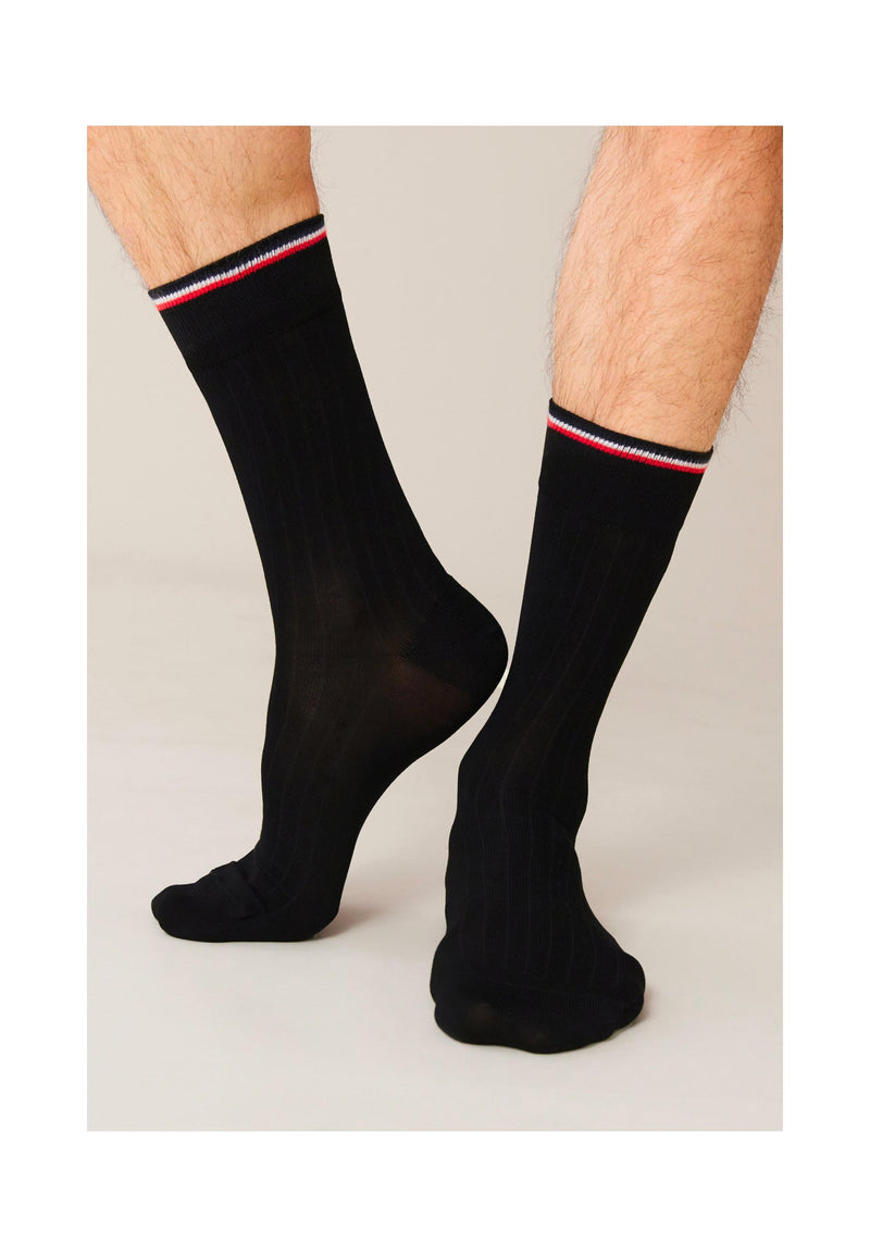 Chaussettes Mi-Hautes Noires En Fil D'Écosse - Nessy Noir