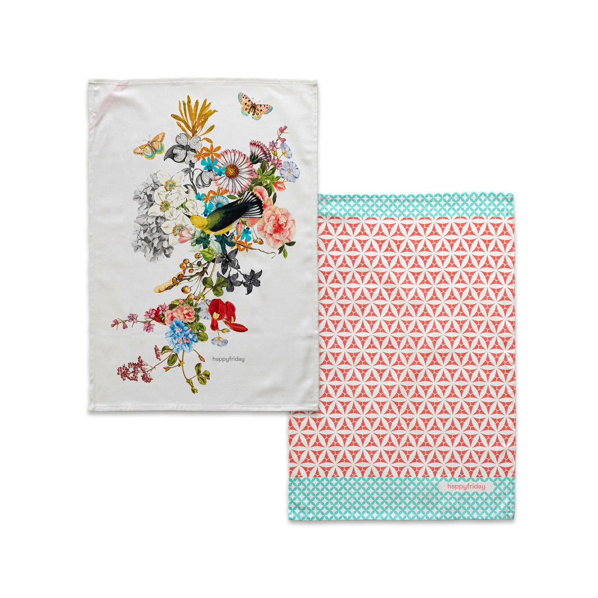 Floral Branch Tea Towel (Pack of 2) - Multicoloured