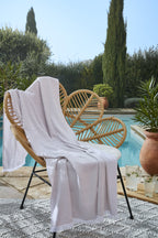 Naël - Fouta Avec Franges - Coton Tissé Teint + Éponge - Sable