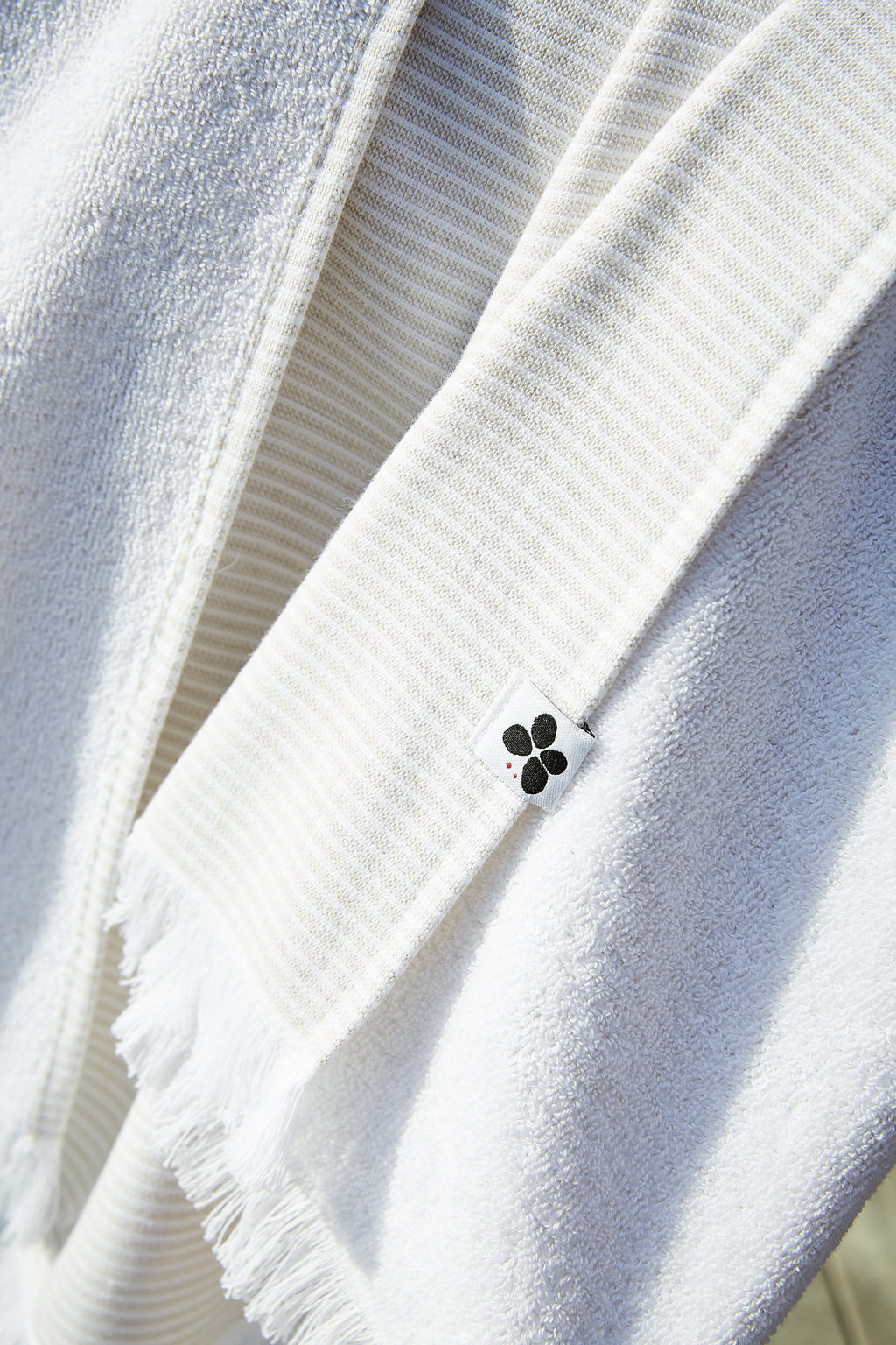 Naël - Fouta Avec Franges - Coton Tissé Teint + Éponge - Sable