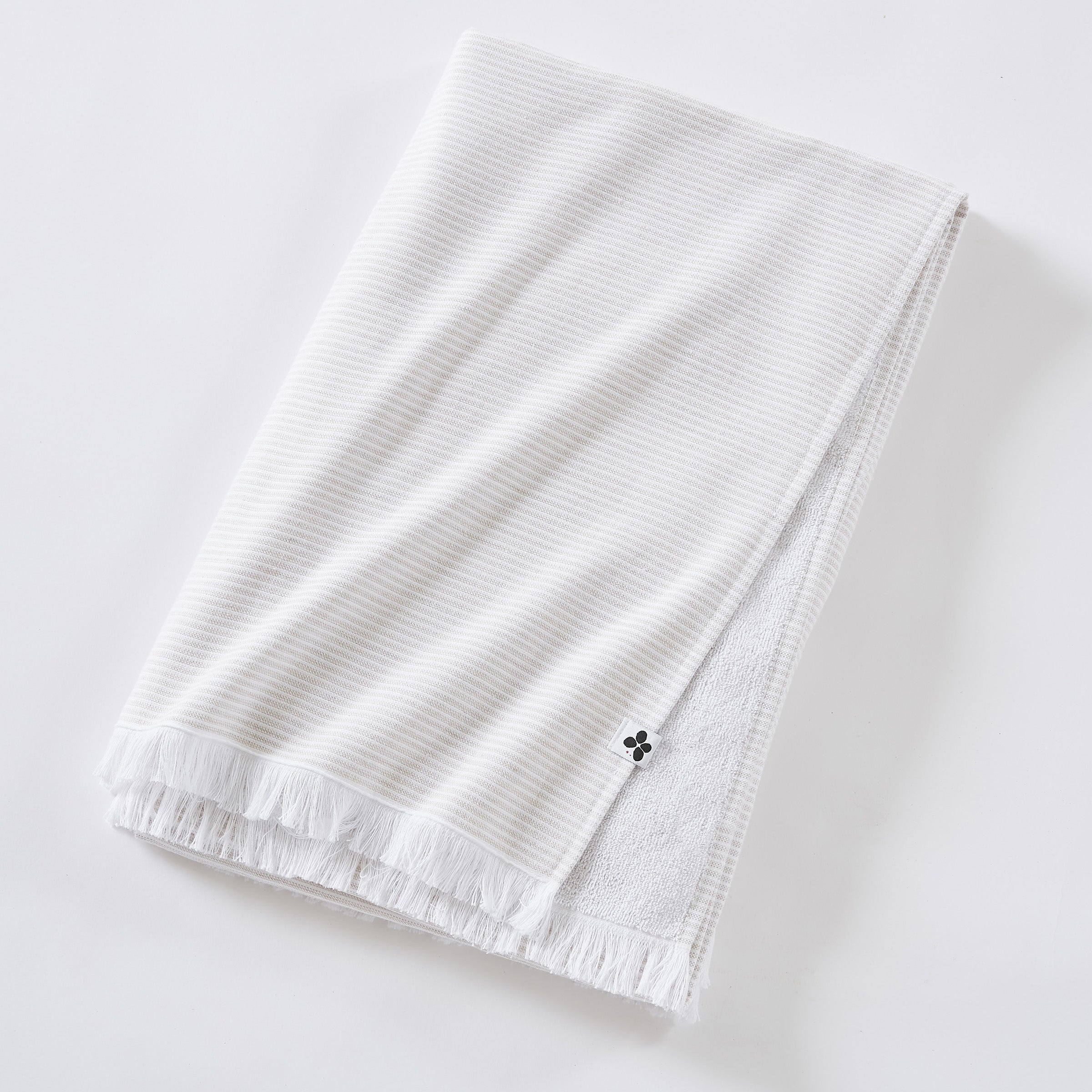 Naël - Fouta Avec Franges - Coton Tissé Teint + Éponge - Sable