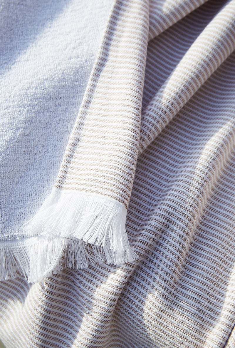 Fouta Avec Franges - Coton Tissé Teint + Éponge - Naël - Corail