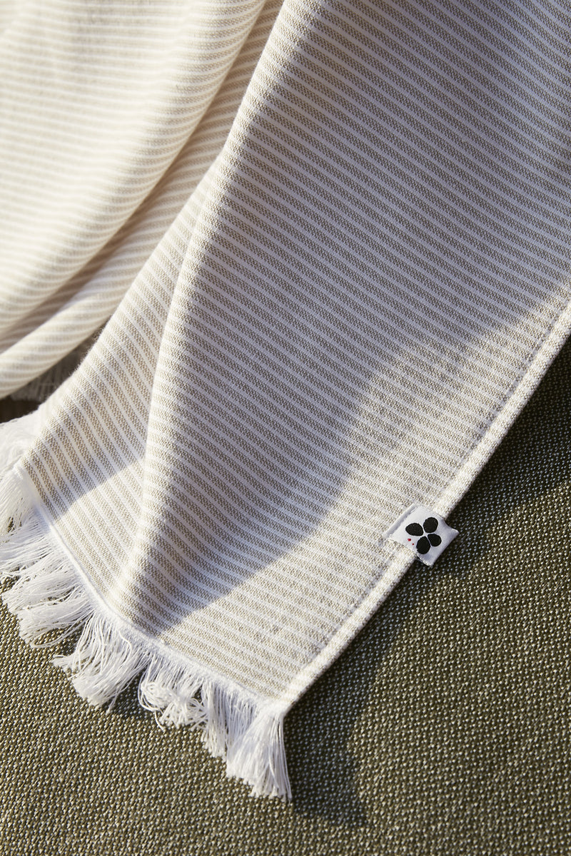 Fouta Avec Franges - Coton Tissé Teint + Éponge - Naël - Corail