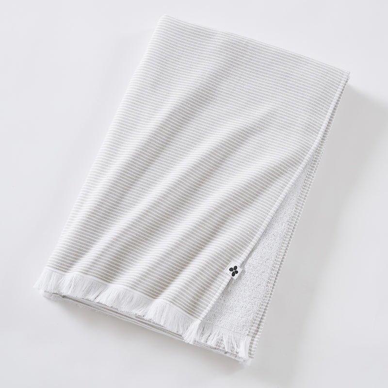 Fouta Avec Franges Coton Tissé Teint + Éponge Naël Nénuphar