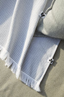 Fouta Avec Franges - Coton Tissé Teint + Éponge - Naël - Galet