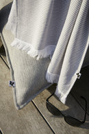 Fouta Avec Franges - Coton Tissé Teint + Éponge - Naël - Galet