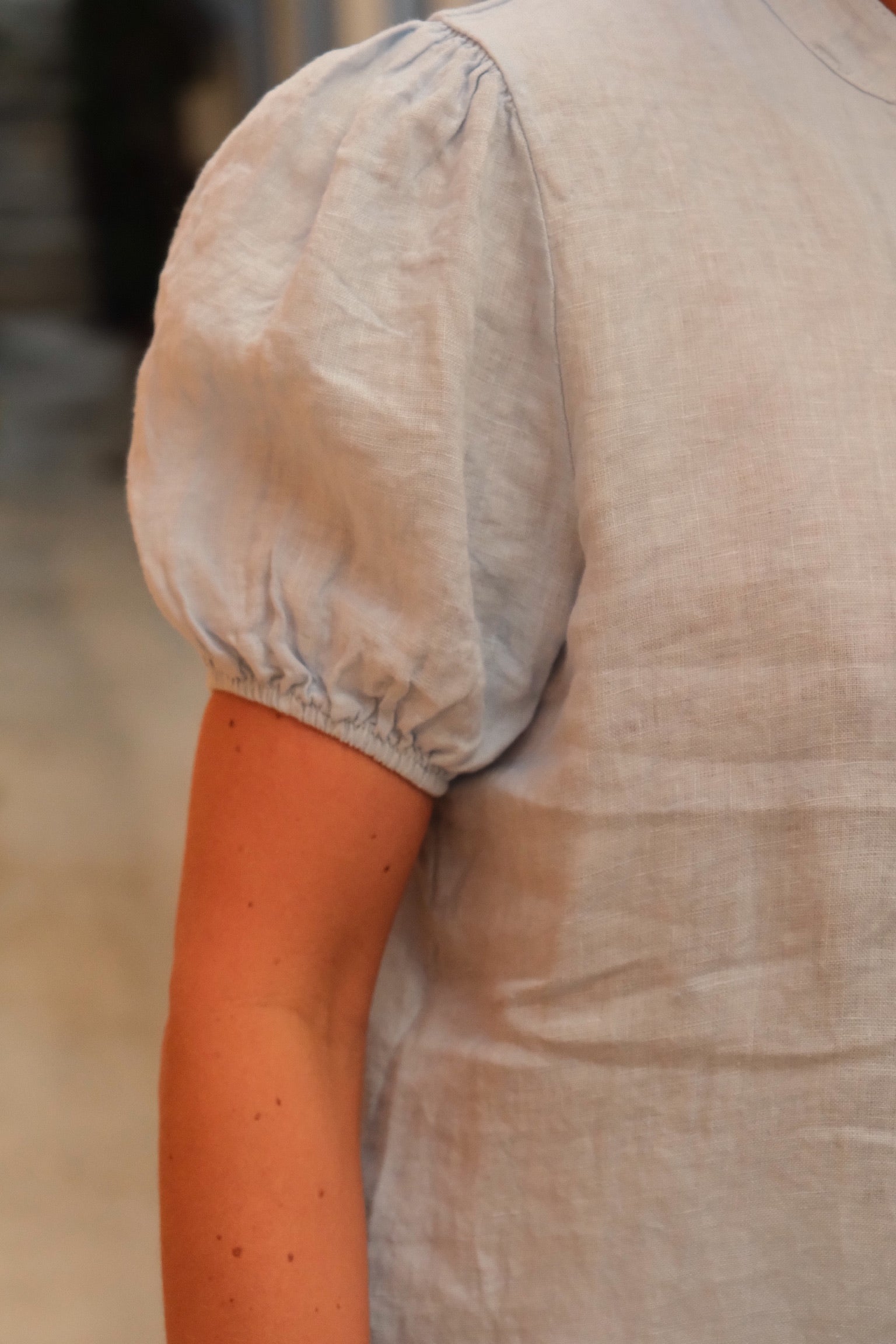 Blouse Célestine lin bleu ciel