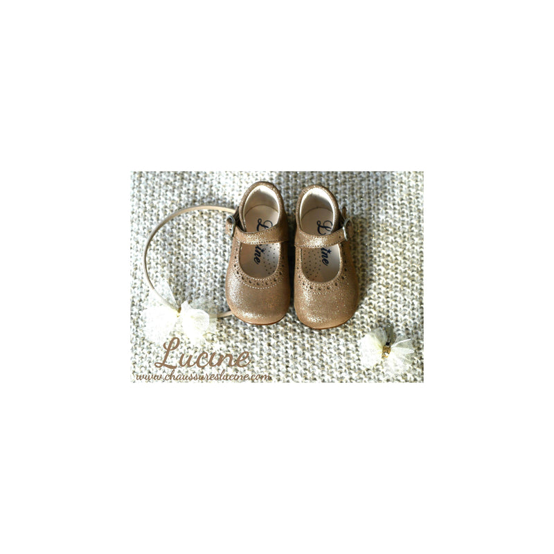 Chaussures Babies Charles Ix Alice À Boucle - Cuir Taupe Irisé - Fille