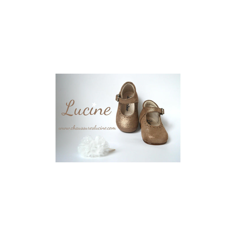 Chaussures Babies Charles Ix Alice À Boucle - Cuir Taupe Irisé - Fille