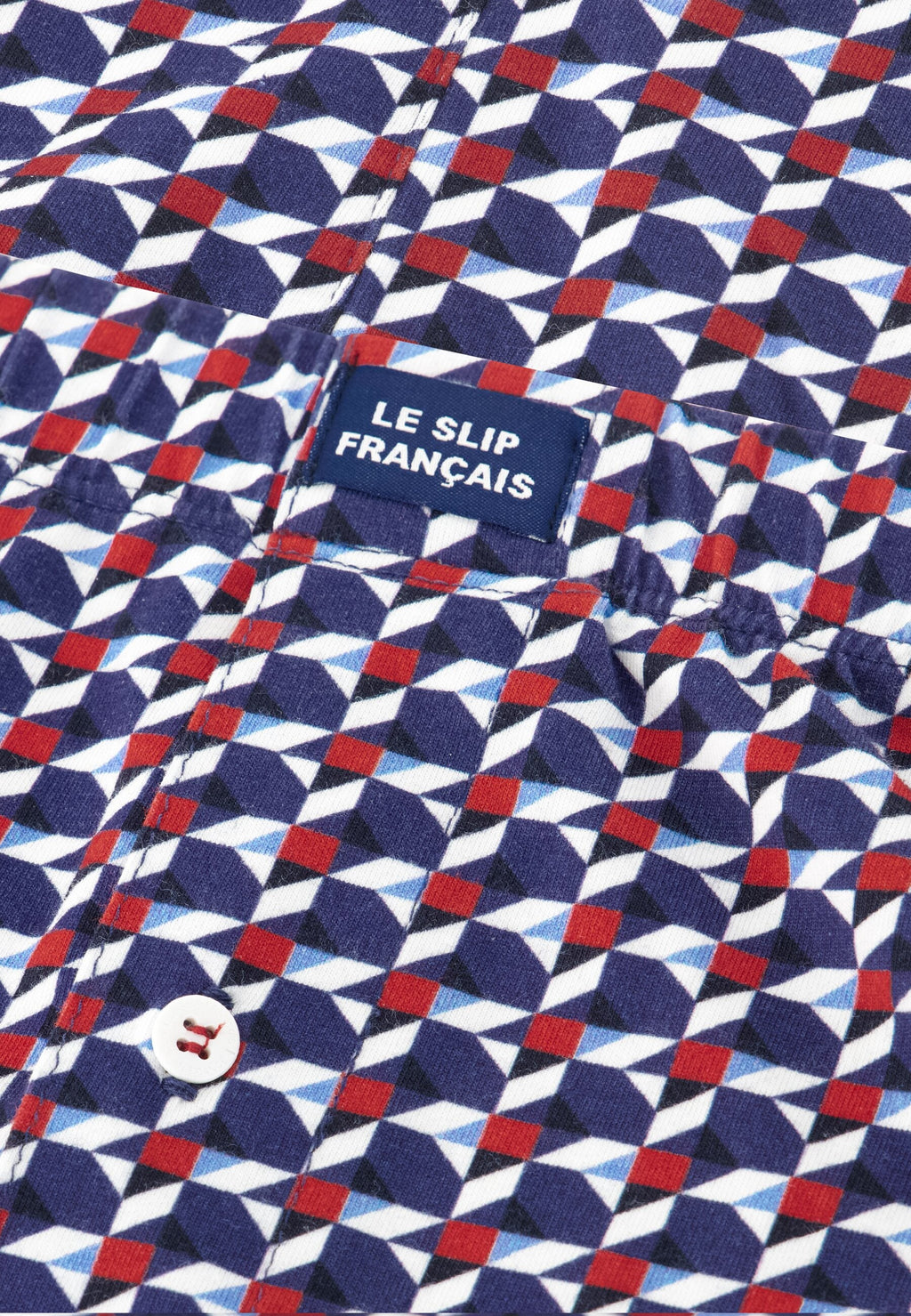 Boxer Fredo Puzzle in Jersey di Cotone - Blu Acciaio
