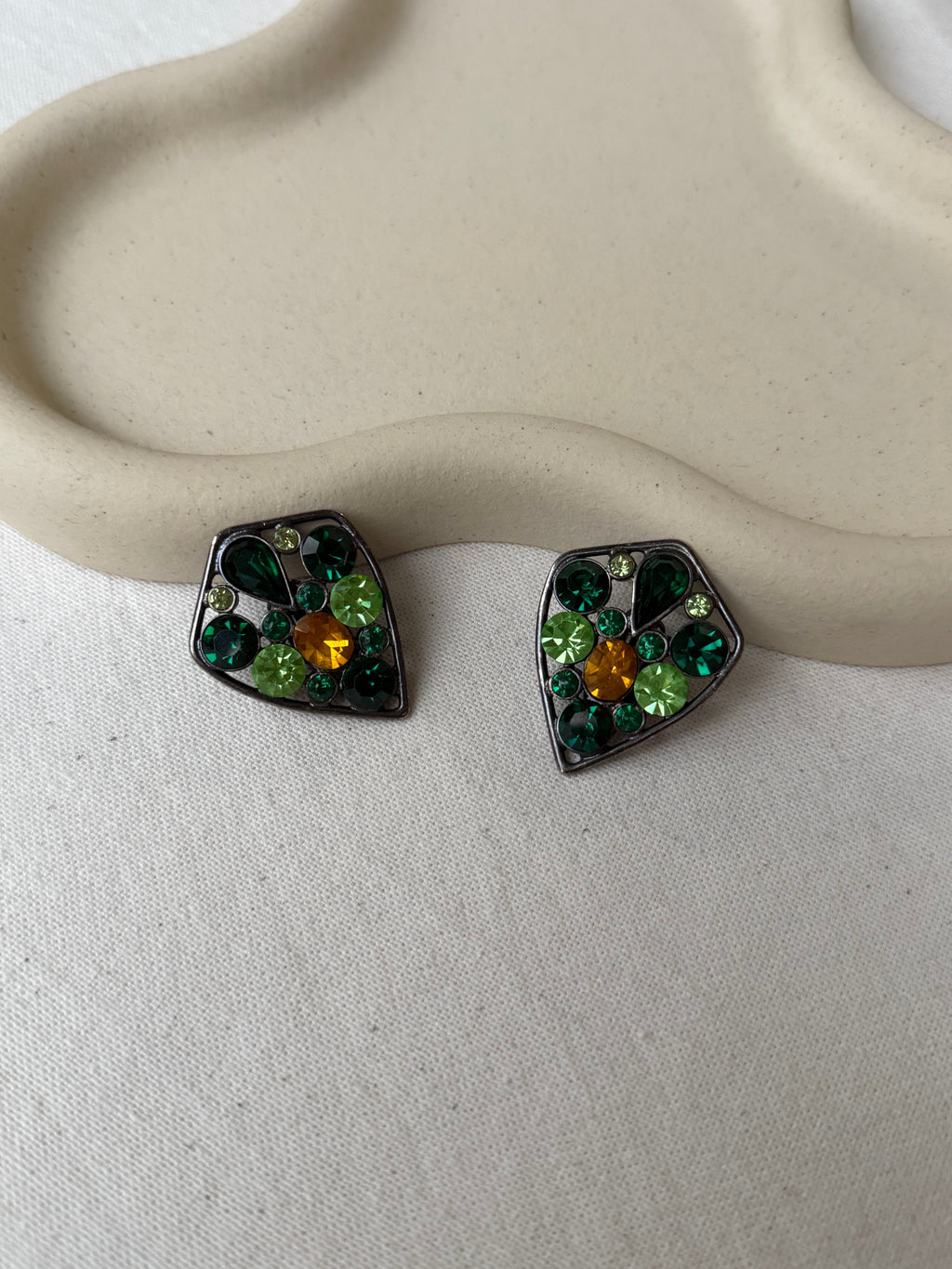 Boucles D’Oreilles Jean Louis Scherrer Vintage - Cristaux Verts