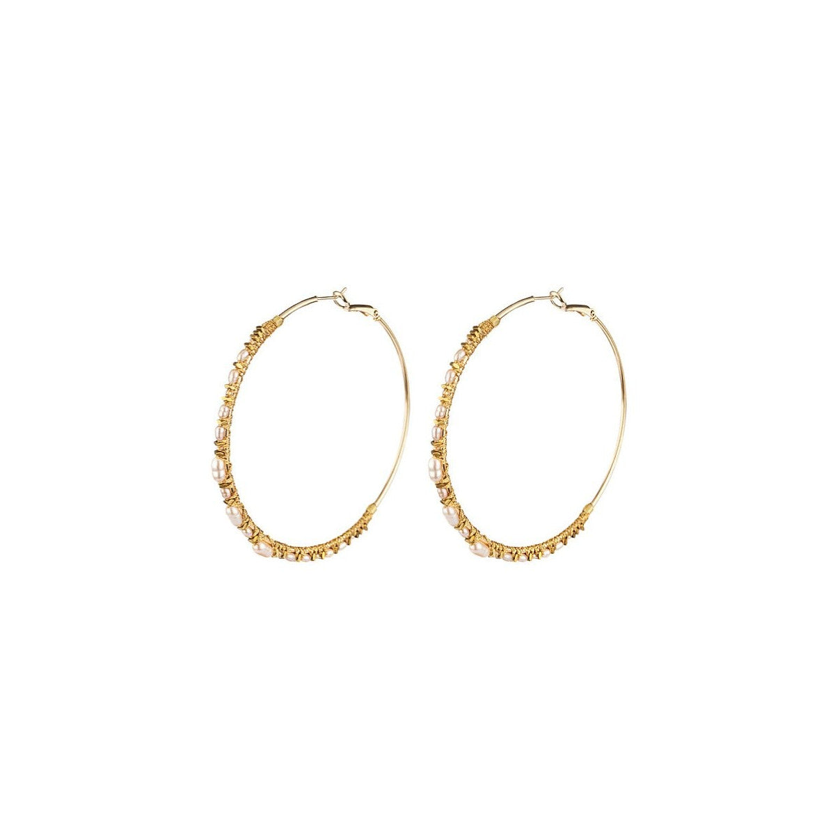 Iancura Large Hoop Earrings – Pearl
