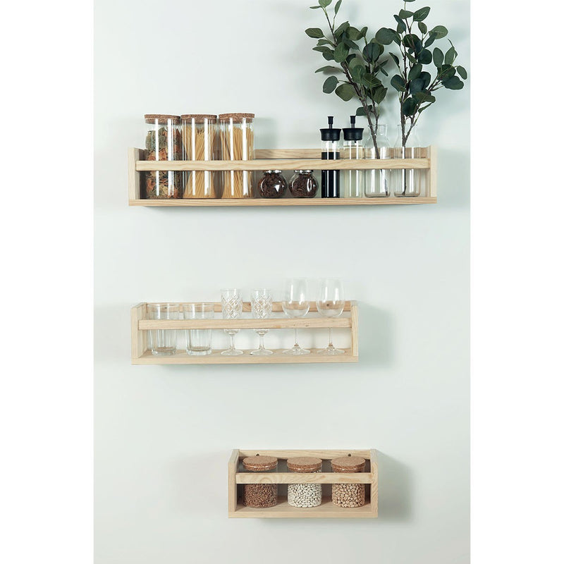 Estante de pared de pino macizo - Madera clara